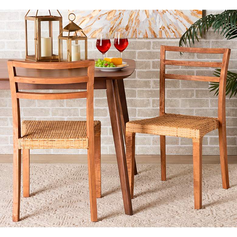 Image 1 Arthur Natural Walnut Brown Dining Chairs Set of 2
