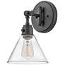 Arti 12 1/4" High Black with Clear Shade Wall Sconce