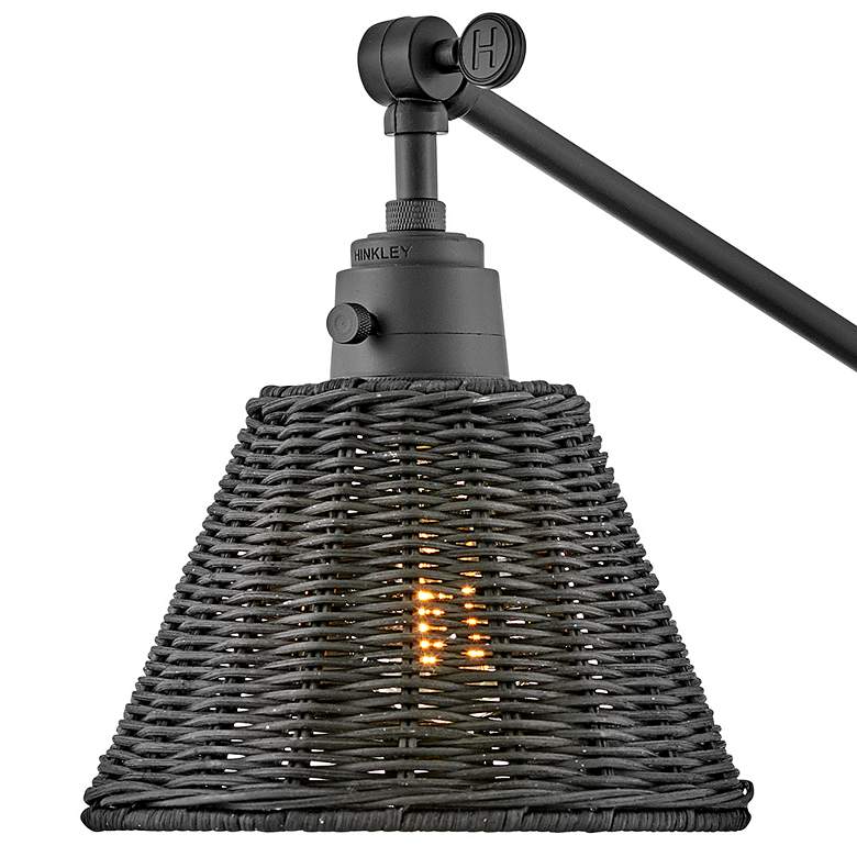 Image 6 Arti Black Plug-In Swing Arm Wall Lamp with Rattan Shade more views