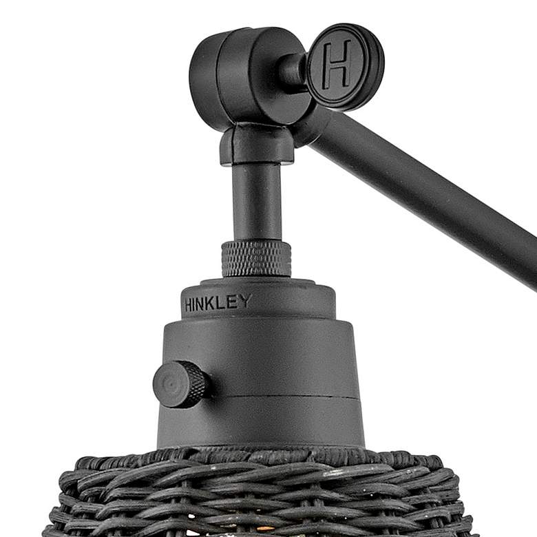 Image 7 Arti Black Plug-In Swing Arm Wall Lamp with Rattan Shade more views