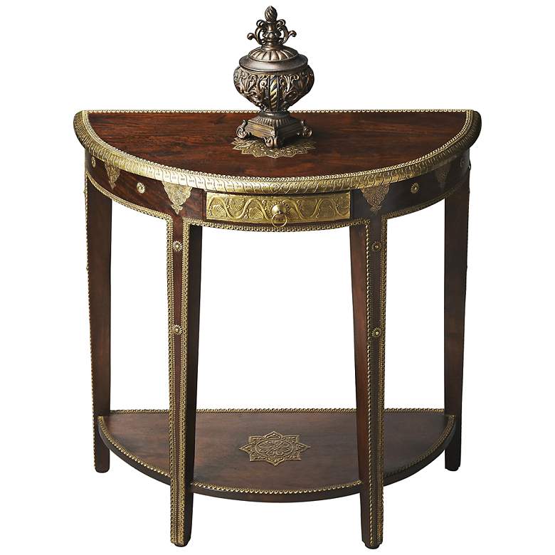 Image 2 Artifacts Espresso Demilune Console Table