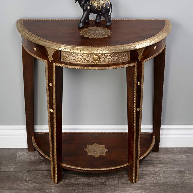 Image 1 Artifacts Espresso Demilune Console Table