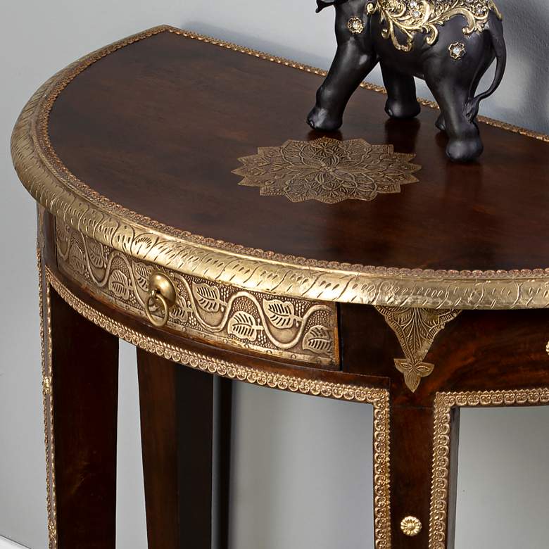 Image 4 Artifacts Espresso Demilune Console Table more views