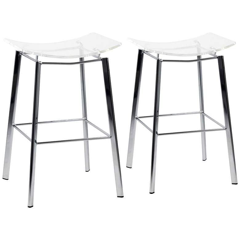 Image 1 Artina 25 inch Clear Acrylic and Chrome Counter Stool Set of 2