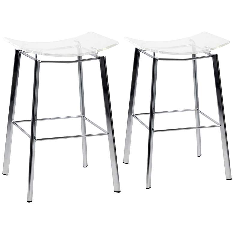 Image 1 Artina 25" Clear Acrylic and Chrome Counter Stool Set of 2
