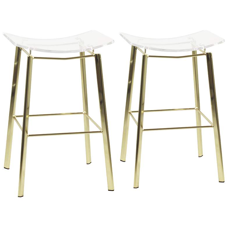Artina 25&quot; Clear Acrylic and Gold Counter Stool Set of 2