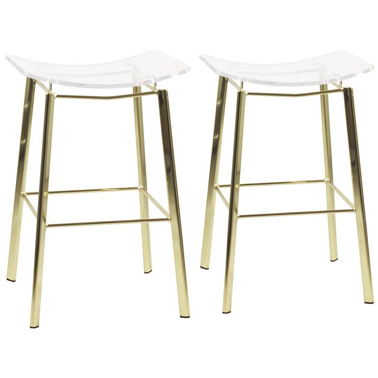 Image 1 Artina 25" Clear Acrylic and Gold Counter Stool Set of 2