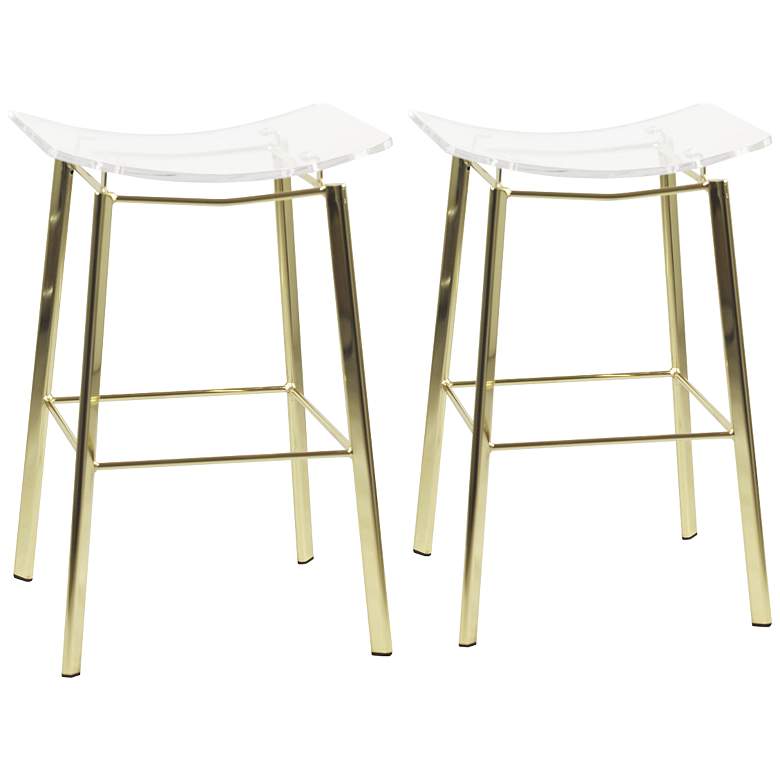 Image 1 Artina 25 inch Clear Acrylic and Gold Counter Stool Set of 2