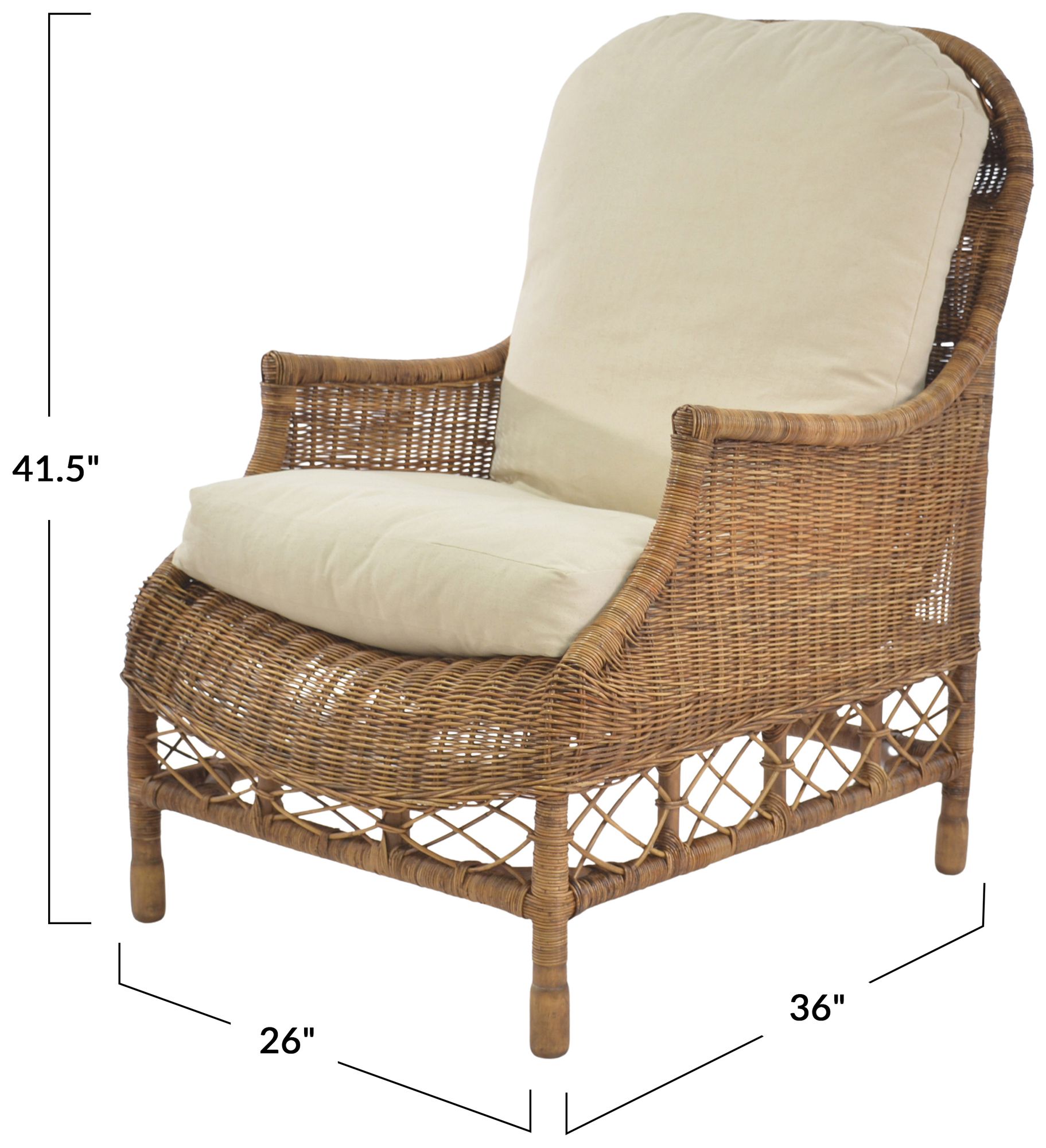 Image 3 Artisan Rattan Accent Chair with Cream Upholstered Cushions more views
