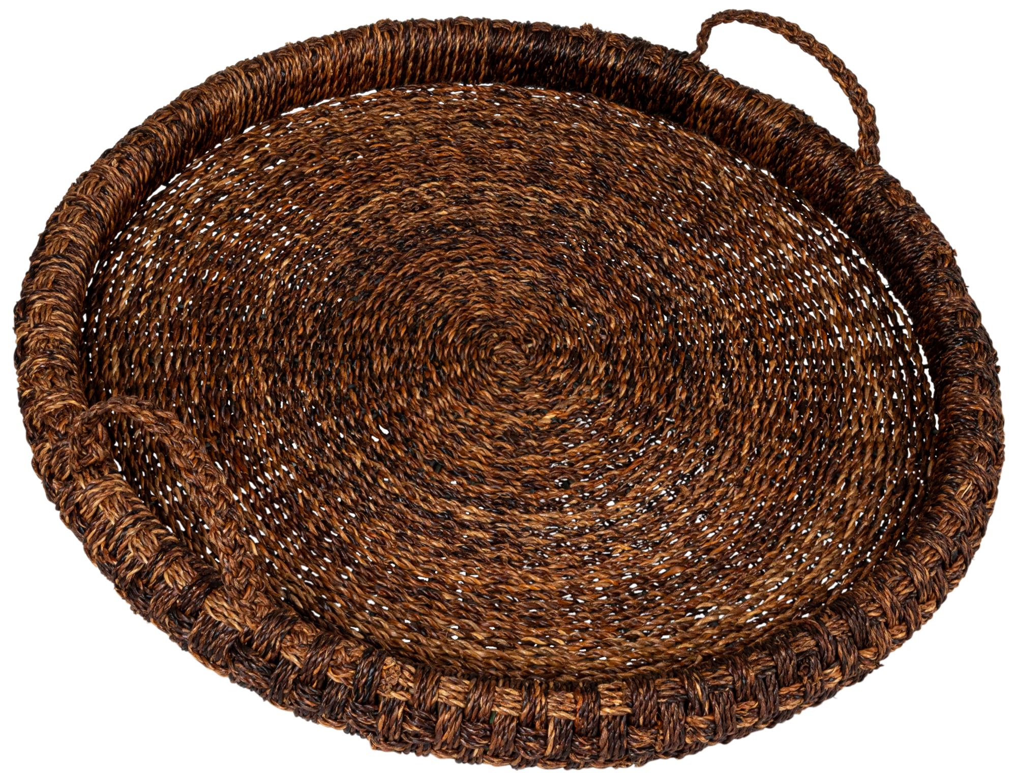 Image 2 Artisanal Bankuan Braided Tray with Handles, Dark Brown more views