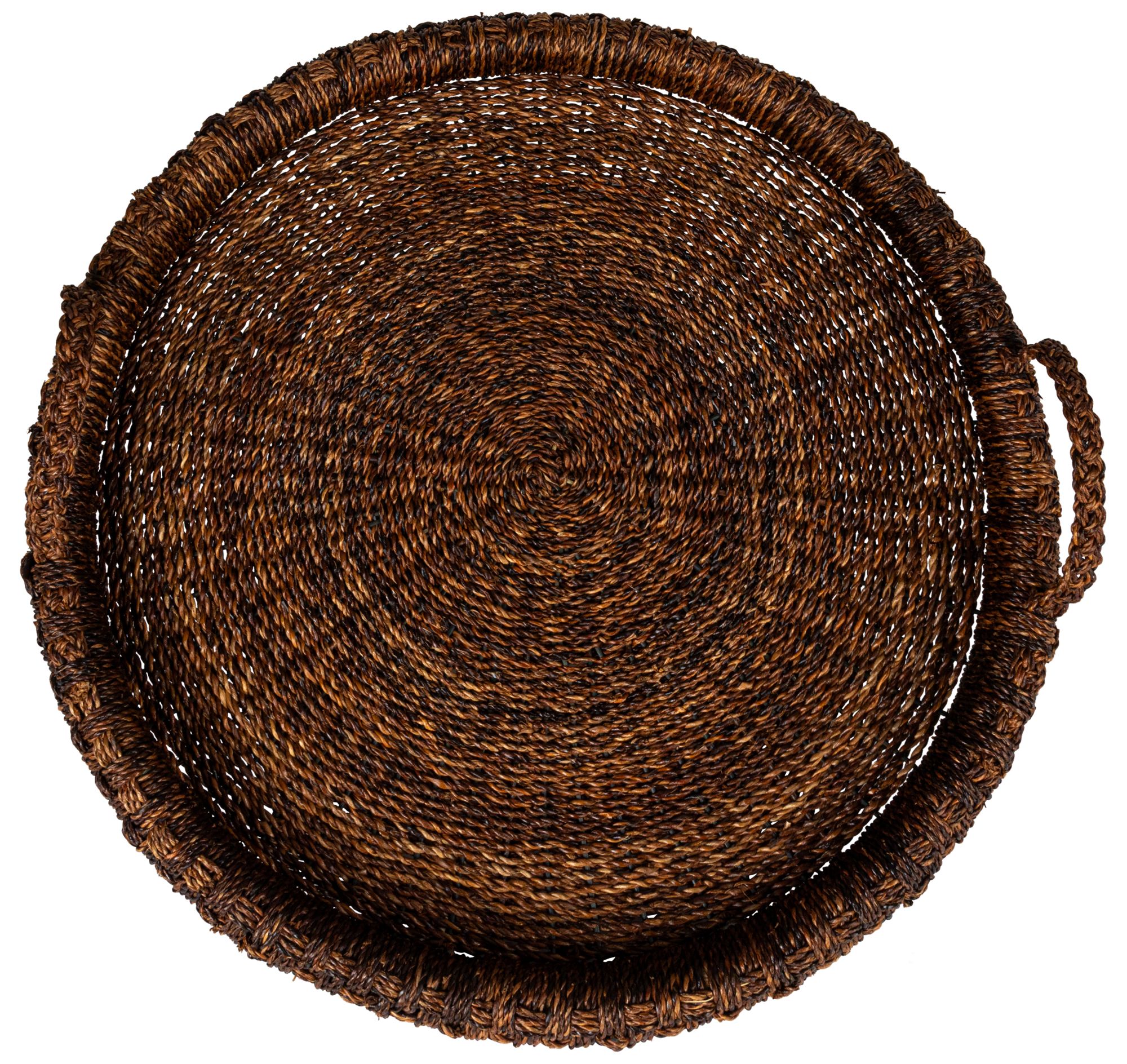 Image 7 Artisanal Bankuan Braided Tray with Handles, Dark Brown more views