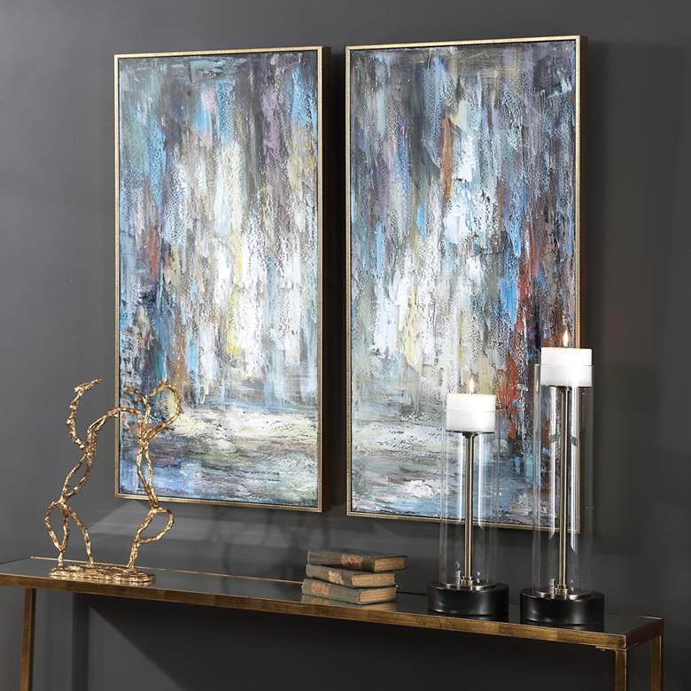 Image 1 Artist's Palette 41" High 2-Piece Framed Canvas Wall Art Set