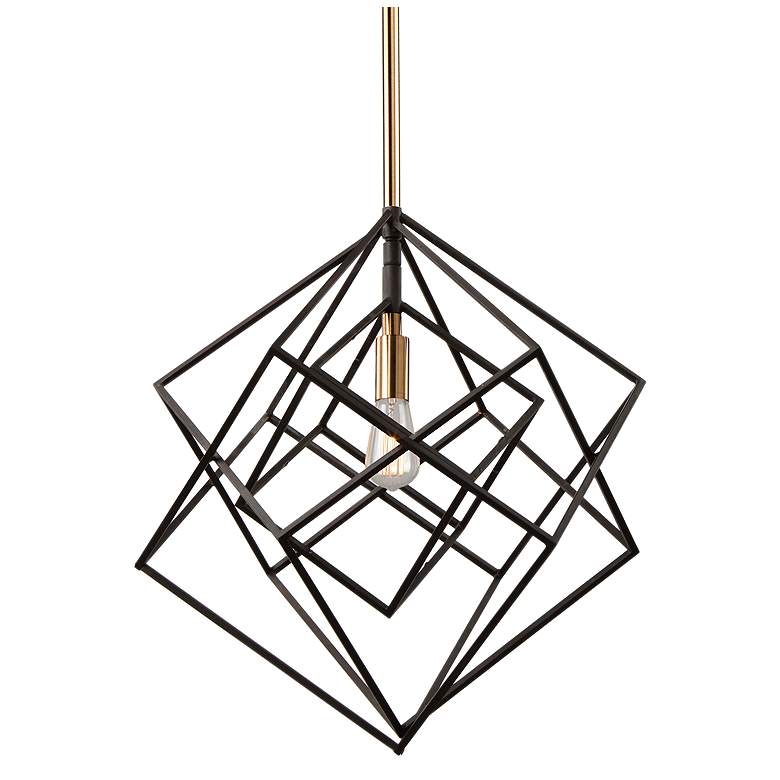 Image 2 Artistry 16" Wide Matte Black and Satin Brass Pendant Light