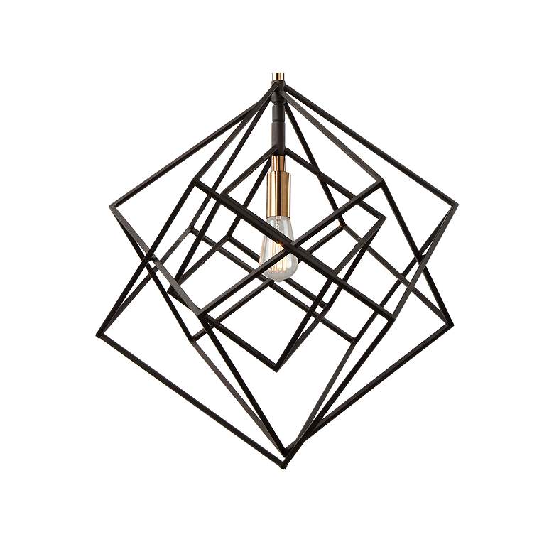 Image 3 Artistry 16" Wide Matte Black and Satin Brass Pendant Light more views