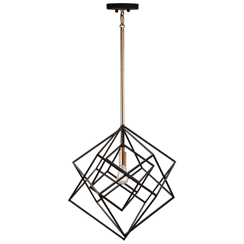 Image 4 Artistry 16 inch Wide Matte Black and Satin Brass Pendant Light more views