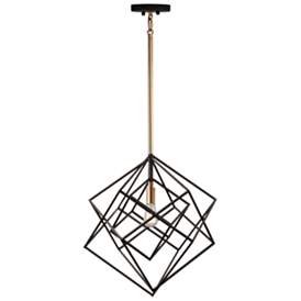 Image4 of Artistry 16" Wide Matte Black and Satin Brass Pendant Light more views