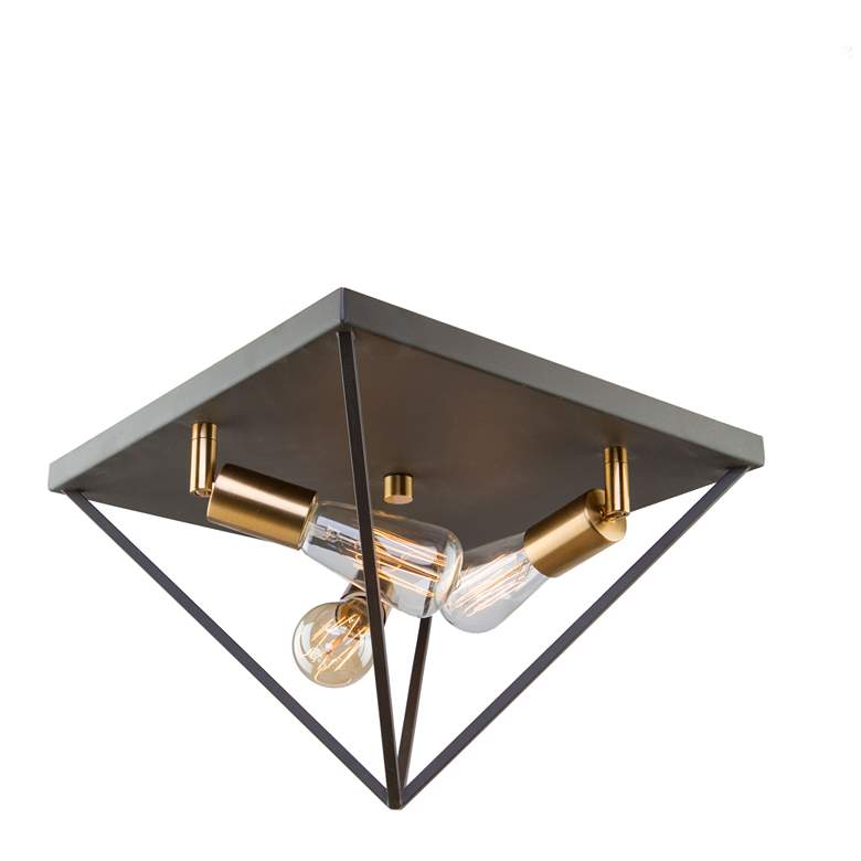 Image 1 Artistry 3-Light Matte Black and Satin Brass Metal Flush Mount