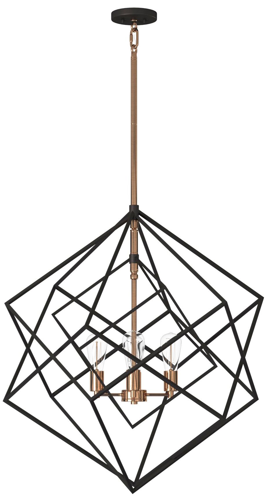 Image 2 Artistry 4-Light Matte Black and Satin Brass Metal Chandelier more views