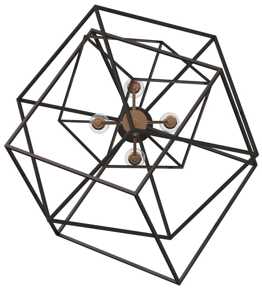 Image 3 Artistry 4-Light Matte Black and Satin Brass Metal Chandelier more views