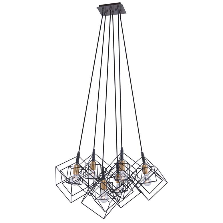 Image 1 Artistry 6-Light Matte Black and Harvest Brass Metal Chandelier