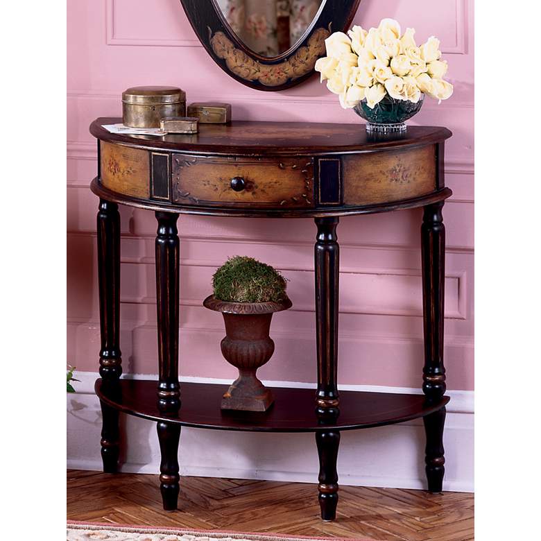 Image 1 Artists Originals Collection Coffee Demilune Console Table