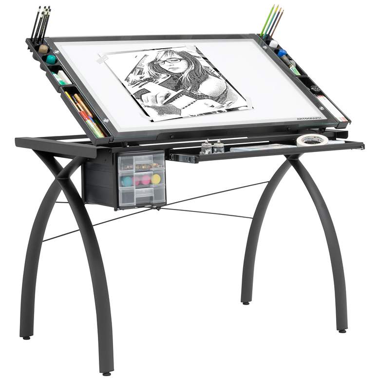 Image 1 Artograph Futura Drafting Desk with Dimmable Lighted Top Blk