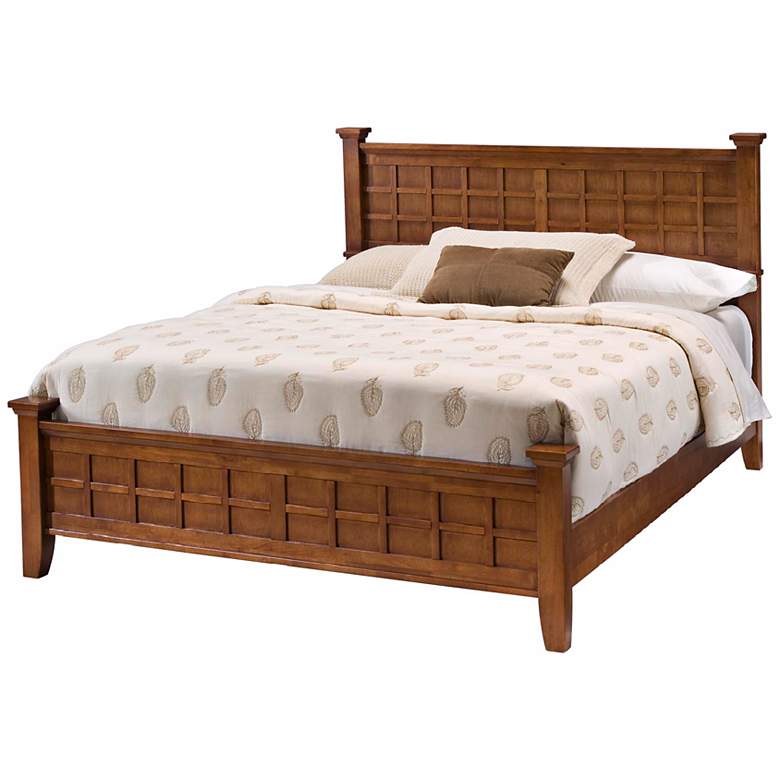 Image 1 Arts and Crafts Cottage Oak Lattice Queen Bed