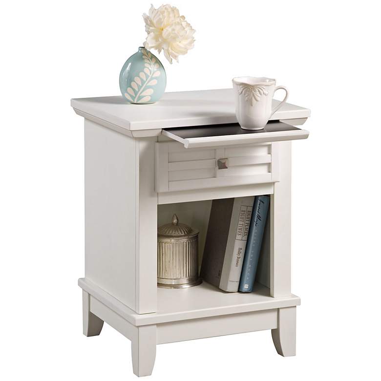 Image 1 Arts and Crafts White Lattice Pull-Out Tray Night Stand