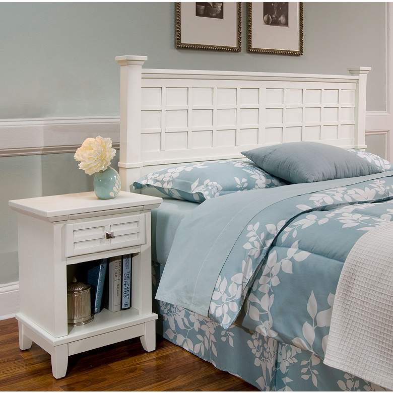Image 1 Arts and Crafts White Queen Headboard and Night Stand Set
