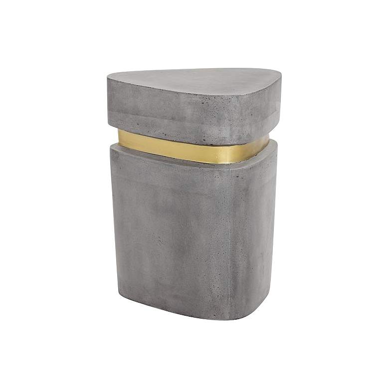 Arturo 15&quot; Wide Gold and Concrete Triangular End Table