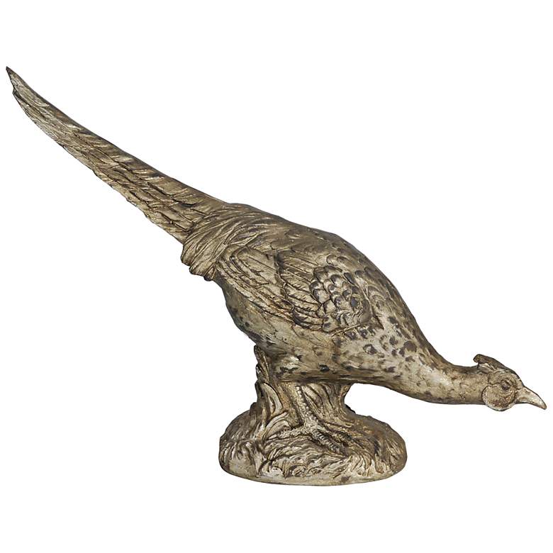 Image 1 Arturo 19" Wide Bronze Grazing Pheasant Sculpture