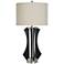 Arturo 23.75" High Black And Silver Wooden Table Lamp With Beige Shade