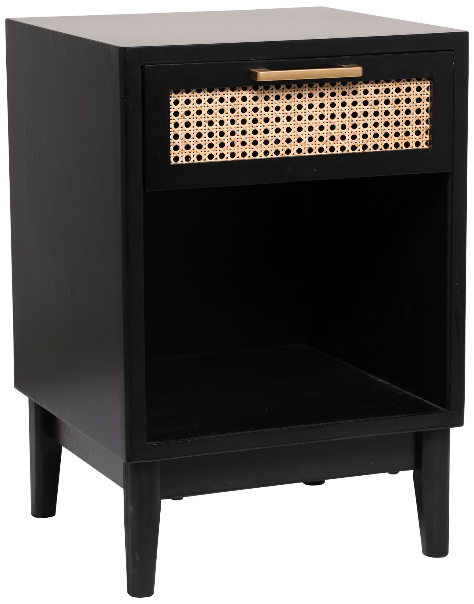 Aruba 18" Wide Black Wood 1-Drawer 1-Shelf Accent Table