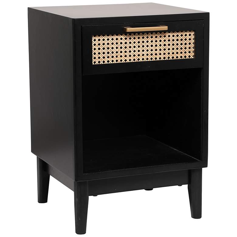Image 2 Aruba 18 inch Wide Black Wood 1-Drawer 1-Shelf Accent Table