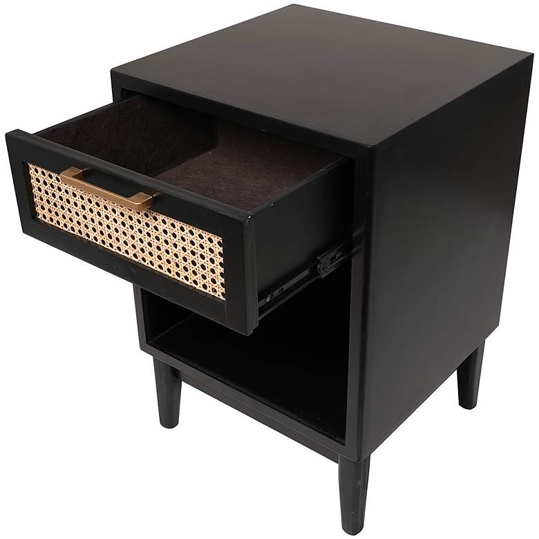 Image 4 Aruba 18 inch Wide Black Wood 1-Drawer 1-Shelf Accent Table more views