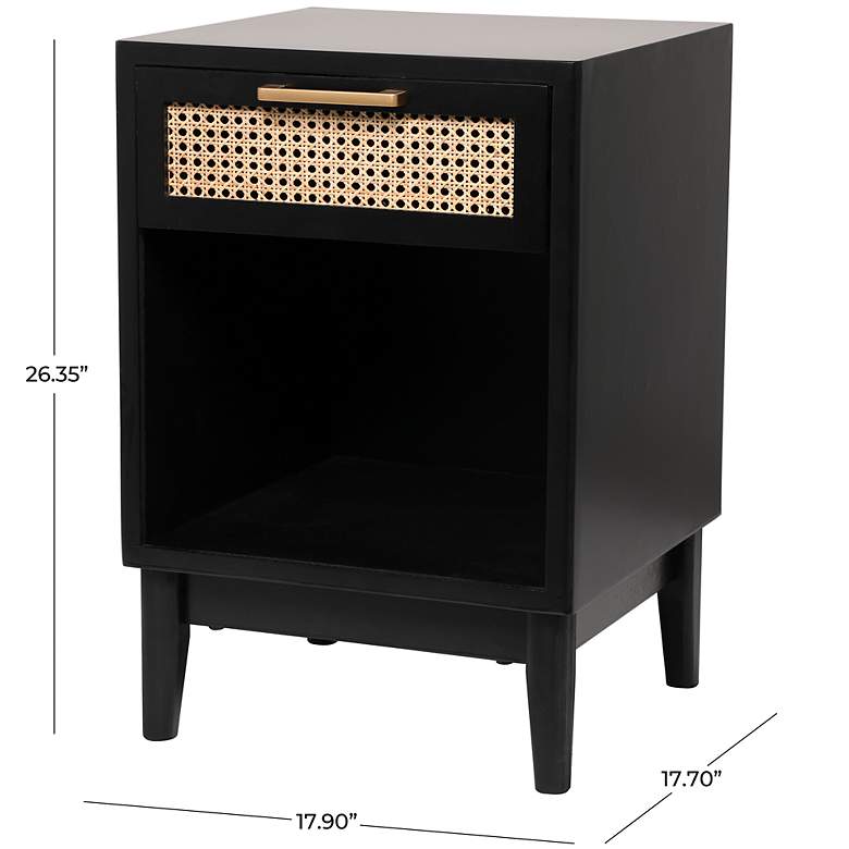 Image 7 Aruba 18 inch Wide Black Wood 1-Drawer 1-Shelf Accent Table more views