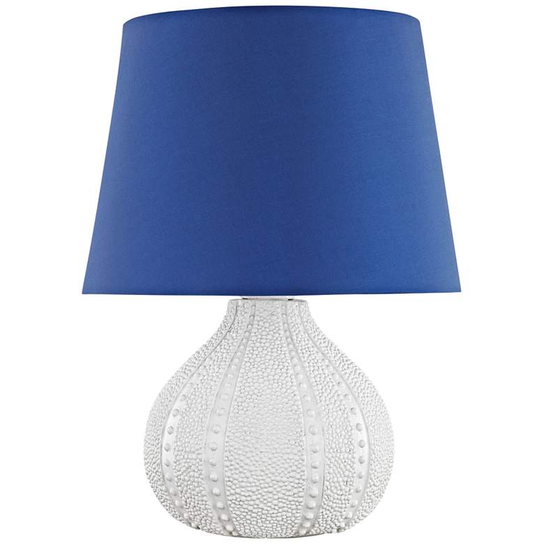 Image 1 Aruba 19 inchH White with Royal Blue Shade Outdoor Table Lamp