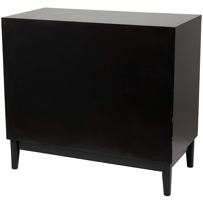 Image 6 Aruba 35 1/2"W Black Wood Tan Cane 3-Drawer Storage Cabinet more views