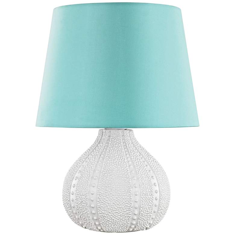 Image 1 Aruba White with Sea Green Shade Outdoor Accent Table Lamp