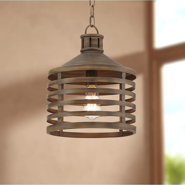 Image 1 Arundal 12" Wide Warm Walnut Wood Mini Pendant Light