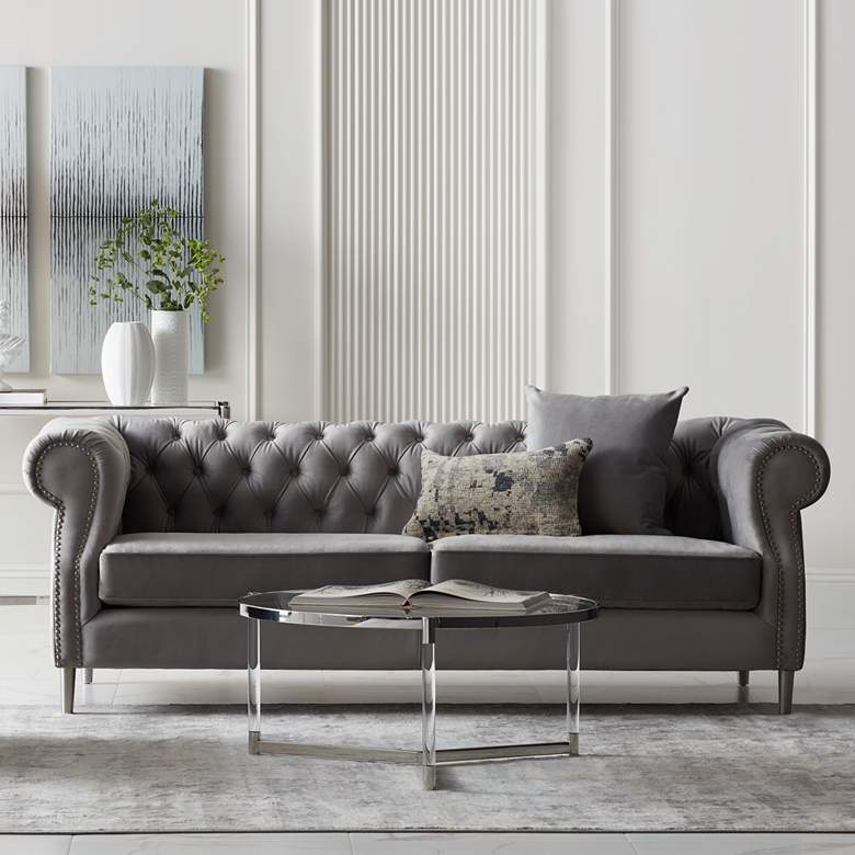Image 1 Arvada 86 1/2" Wide Sky Gray Sofa with Pillows