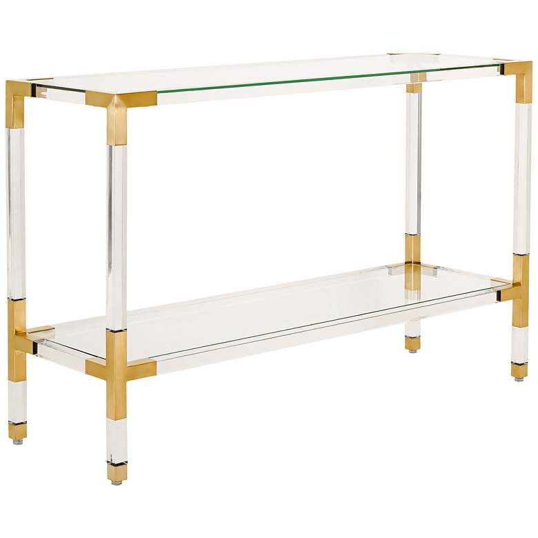Image 1 Arverne 47 inch Wide Brass Steel and Clear Glass Console Table