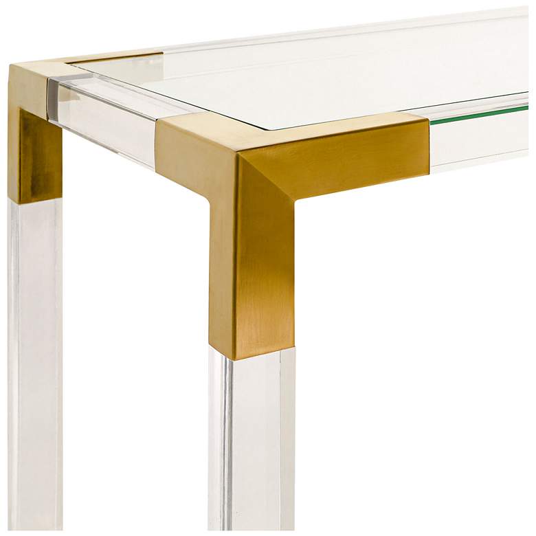 Arverne 47&quot; Wide Brass Steel and Clear Glass Console Table more views