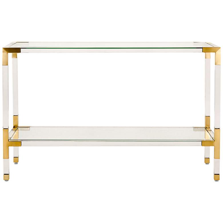 Arverne 47&quot; Wide Brass Steel and Clear Glass Console Table more views