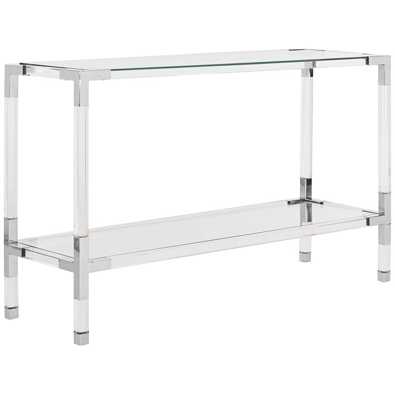 Image 1 Arverne 47" Wide Chrome and Clear Glass Modern Console Table