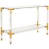 Arverne 47" Wide Brass Steel and Clear Glass Console Table