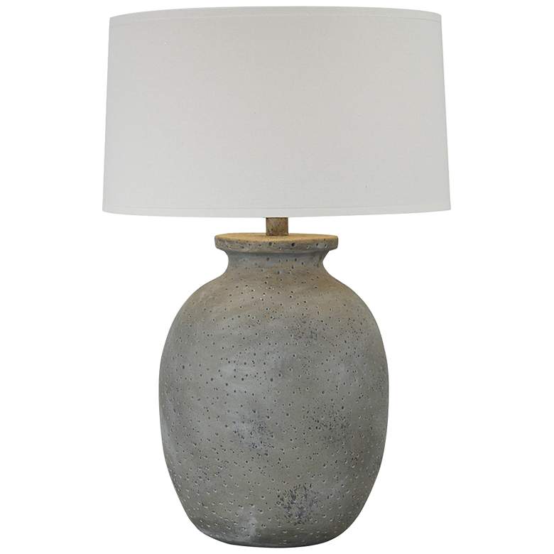 Image 2 Arvey 30 inch Concrete Stone Hydrocal Pot Rustic Table Lamp
