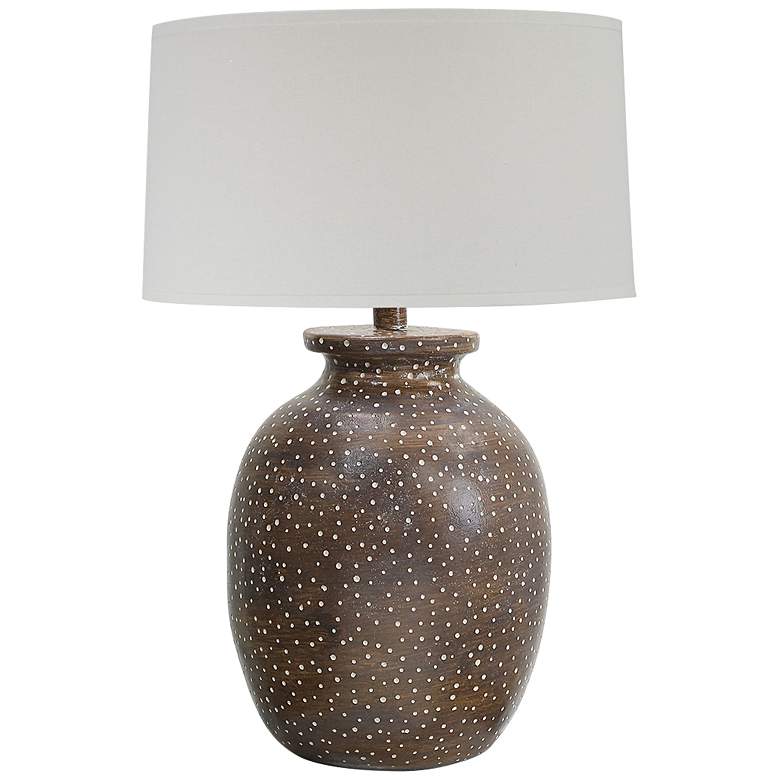 Image 2 Arvey Brown Hydrocal Pot Table Lamp