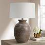 Arvey Brown Hydrocal Pot Table Lamp