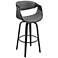 Arya 30 in. Swivel Barstool in Matte Black Finish with Gray Faux Leather
